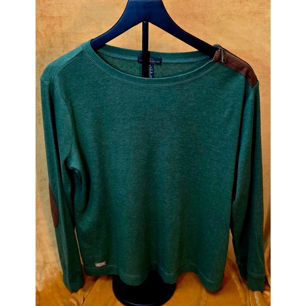 Lauren Ralph Lauren Women's 1x Green Long Sleeve Top with Shoulder Zip